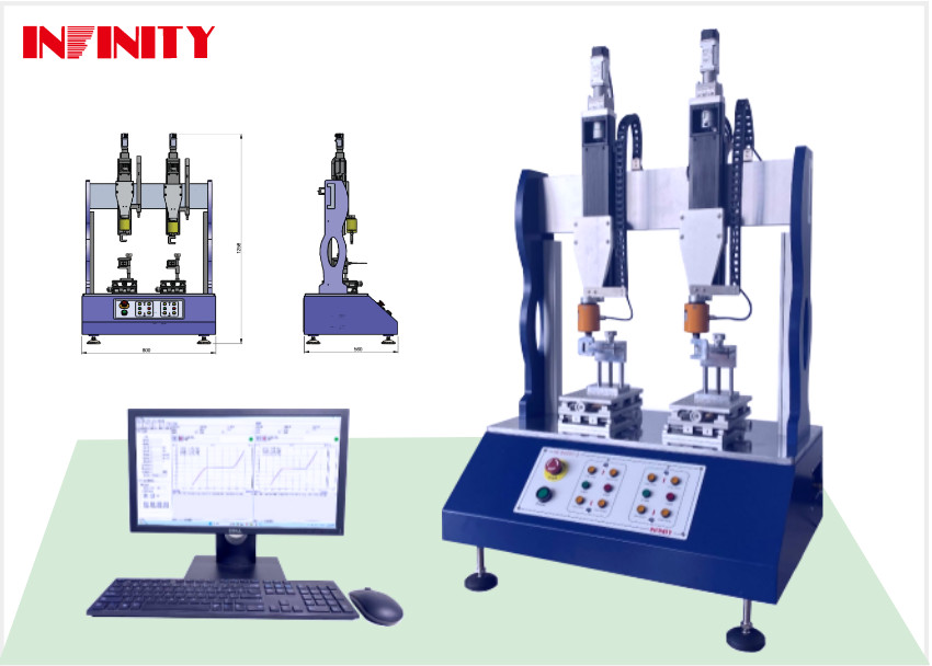 1258*800*560mm Two-station Sway Rocking Force Tester for Precise 150mm Maximum Test Trip